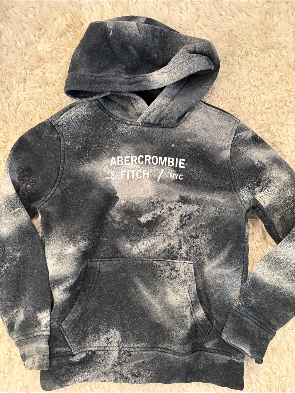 Abercrombie Kids Boys Hoodie Youth M 9/10 Black Gray Graphic